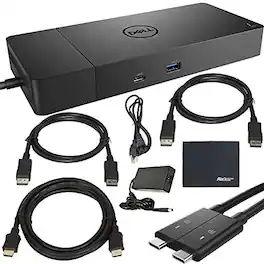 Dell - WD19DCS Performance Docking Station with 210W Power Support, HDMI and DisplayPort Cables - Black (Black)