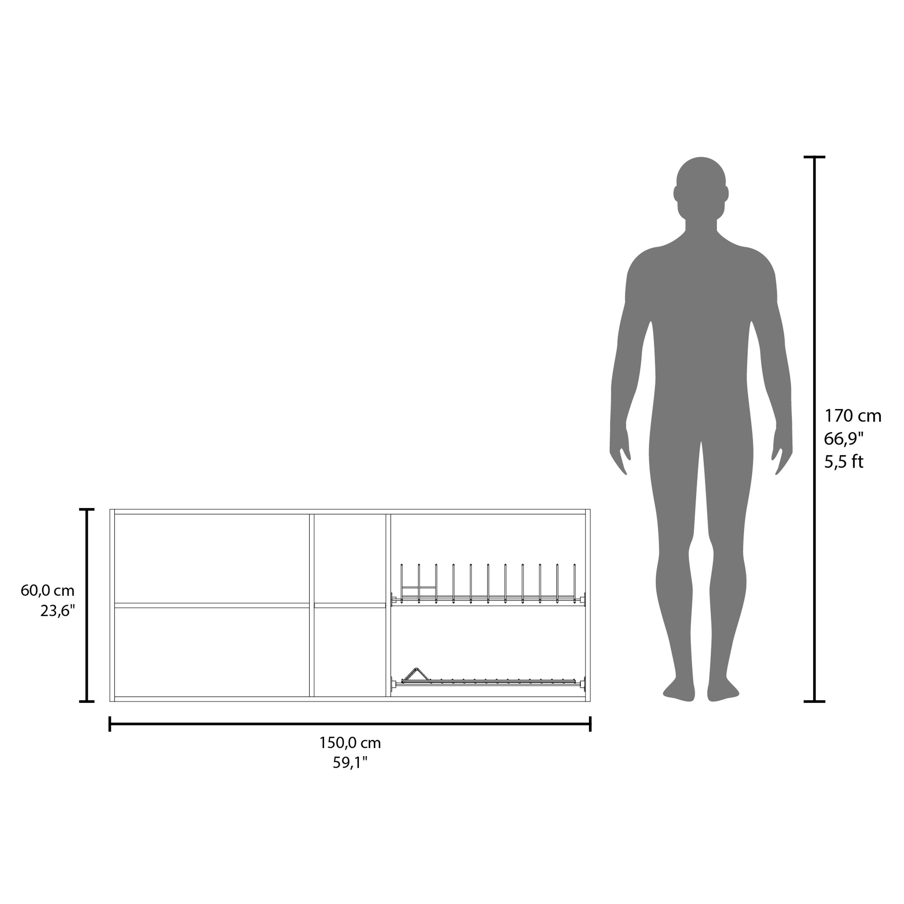 170 cm 66,9" 5,5ft  
60,0 cm 23,6"  
150,0 cm 59,1"