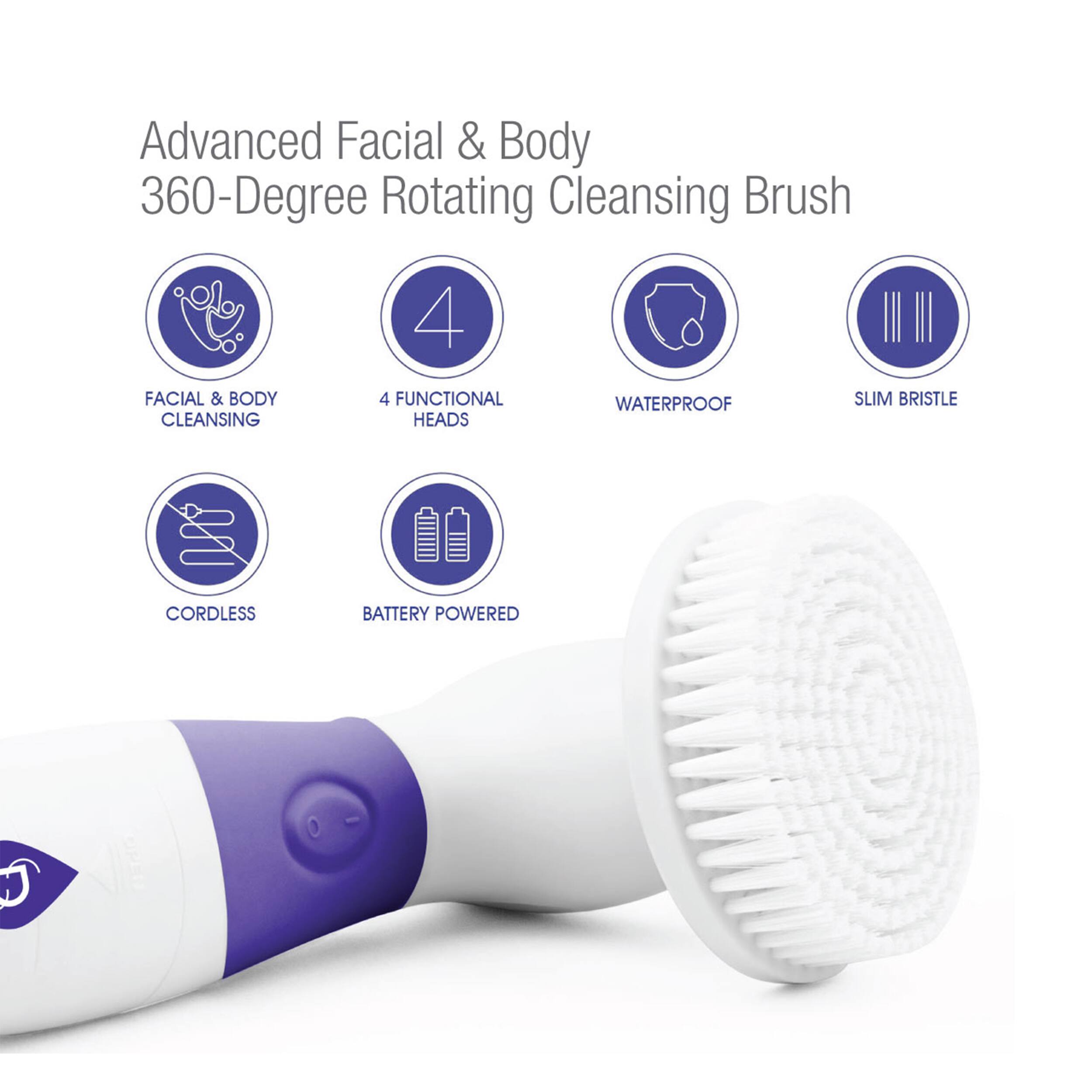 Advanced Facial & Body 360-Degree Rotating Cleansing Brush

4 FACIAL & BODY CLEANSING
4 FUNCTIONAL HEADS
WATERPROOF
SLIM BRISTLE
CORDLESS
BATTERY POWERED