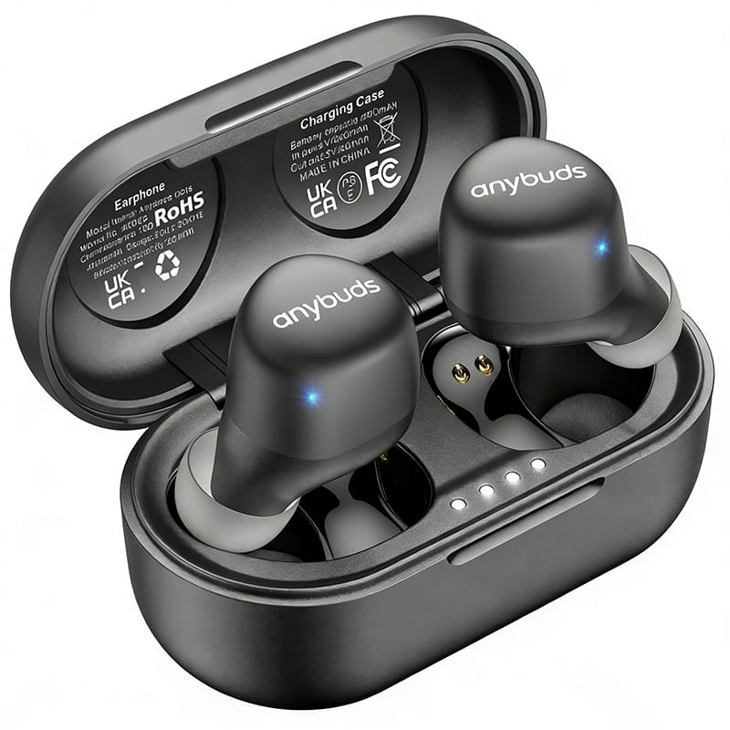 Earphone 0016 Antaned RoHS (_t* C 2001 Motel nC o: FOULS CHesorerra nothing_to_trnscribe nSIGALEDus Cibogas co tden  anan UK CA Case Charging 100MAN Vaeorn copeatio Besay Pons Out in Masesvicanan IN CHINA MALE 0o FC UK E CA anybuds anybuds

Charging Case
Earphone
Made in China
UK CA
FC
anybuds