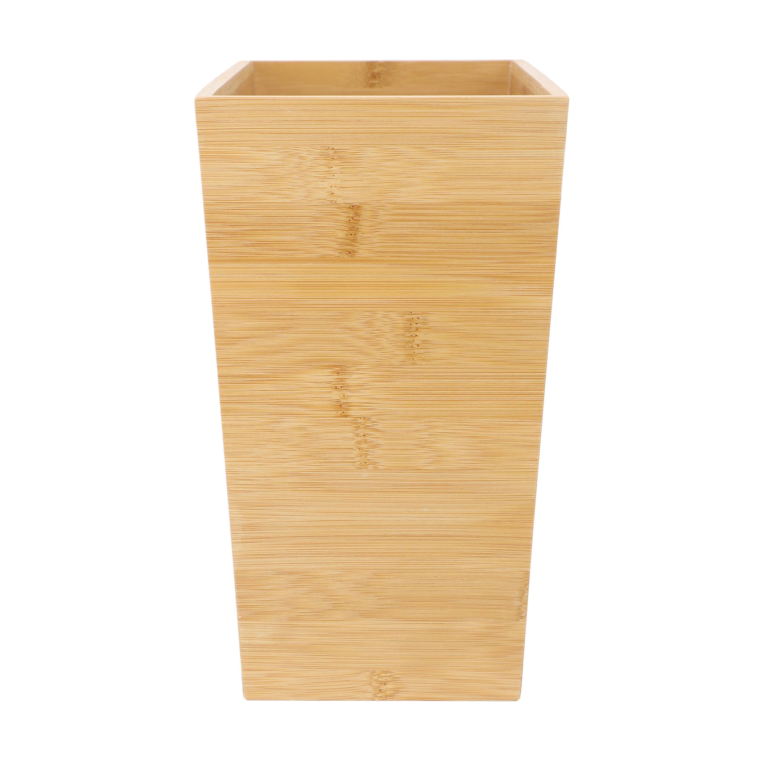 Left. MegaChef - MegaChef 10.5 x 5.75 Inch Rectangle Bamboo Waste Basket - Brown.