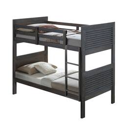 Manhattan Lane - Wexo Twin over Twin Bunk Bed, Slat Design and Ladder - Charcoal Brown