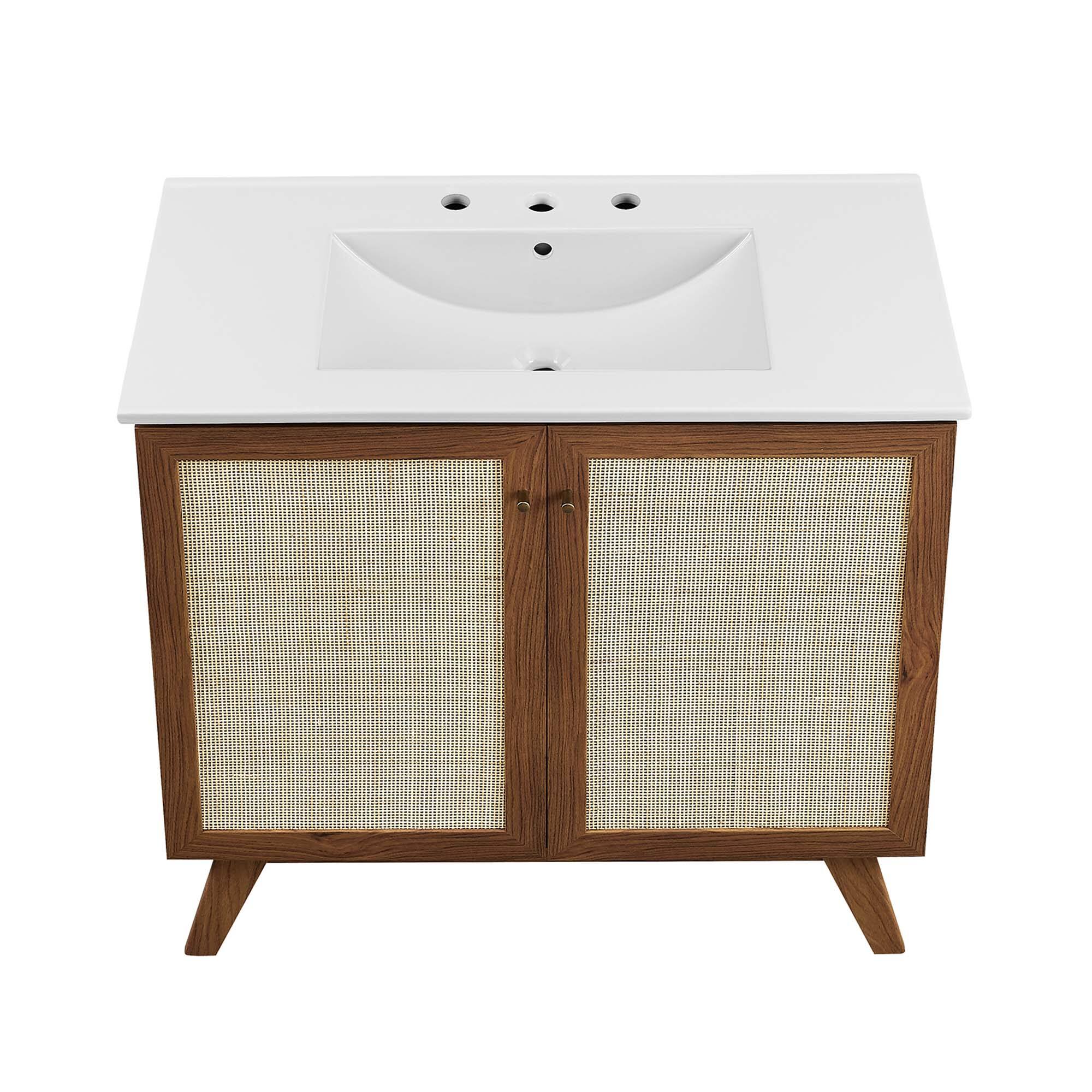 Alt View 10. Modway - Soma Bathroom Vanity with White Basin Included by Modway - Walnut White.
