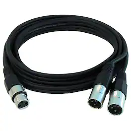 Audio 2000s - ADC2034 10'x5/10mm One XLR Female to Two XLR Male Professional Audio Cable