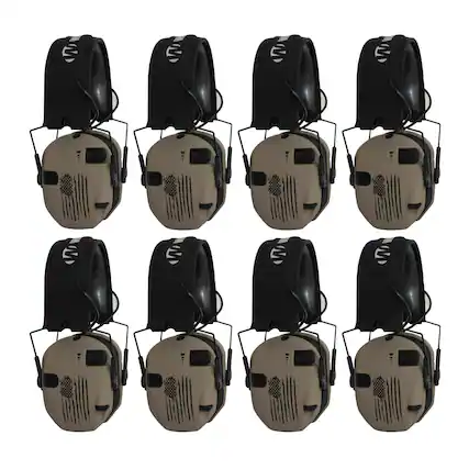 Front. Walkers - Walker's Razor Slim Ultra Low Profile Compact Design Earmuffs (US Flag 8-Pack) - Tan.