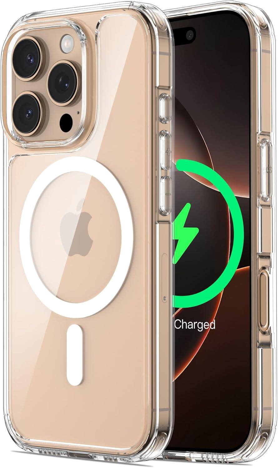 Front. Ornarto - ORNARTO for iPhone 16 Pro Case 6.3", [Compatible with MagSafe] Yellowing-Resistant Shockproof Phone Case - Clear - Clear.