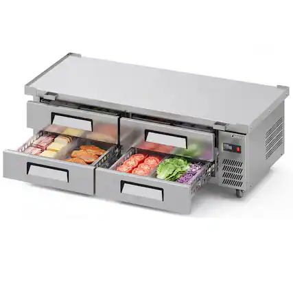 Front. Coolski - Coolski 72 in. 5.71 cu. ft. Commercial Chef Base Refrigerator with 4 Drawers in Stainless Steel - Stainless steel.