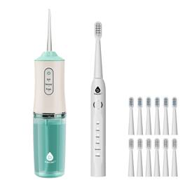Pursonic - Rechargeable Water Flosser & USB Electric Toothbrush with 12 Brush Heads – Advanced Oral Care Set - Multicolor
