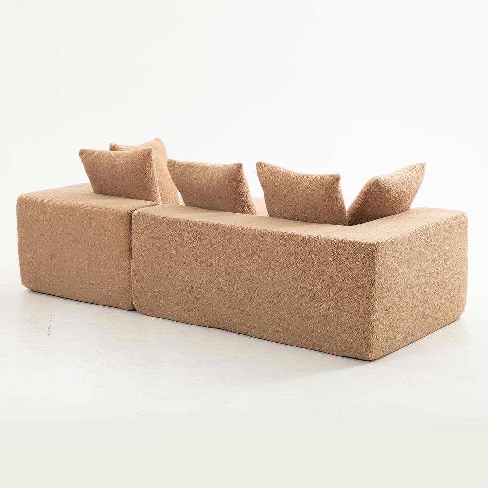 Alt View 6. Kadyn - L-Shaped Full Foam Sectional Sofa, 5 Pillows, Compressed Shipping, Flannelette, Space Saving Design, Brown - Brown.