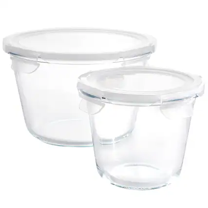 Front. Gibson - Gibson Home House Specials 4 Piece Borosilicate Glass Round Storage Container Set with Snap Lids - Clear.