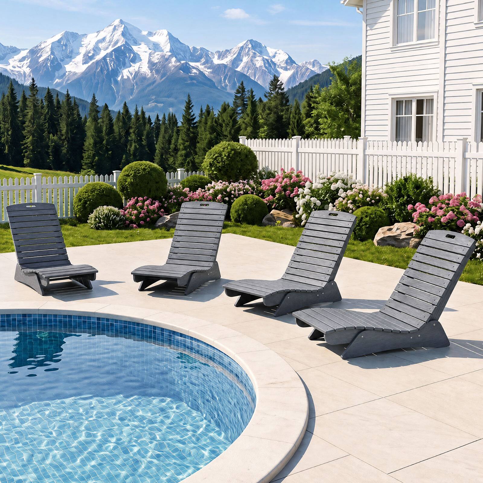 Alt View 4. Costway - Costway 1 PCS HDPE In-Pool Lounge Chair for 5.5"-8.5" Water Depth, Anti-Float for Poolside - Dark Gray.