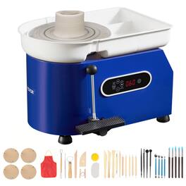 VEVOR - Pottery Wheel, 450W, 11 in Clay Wheel Forming Machine, 60-300 RPM Adjustable Speed with Handle and Pedal Control - Blue