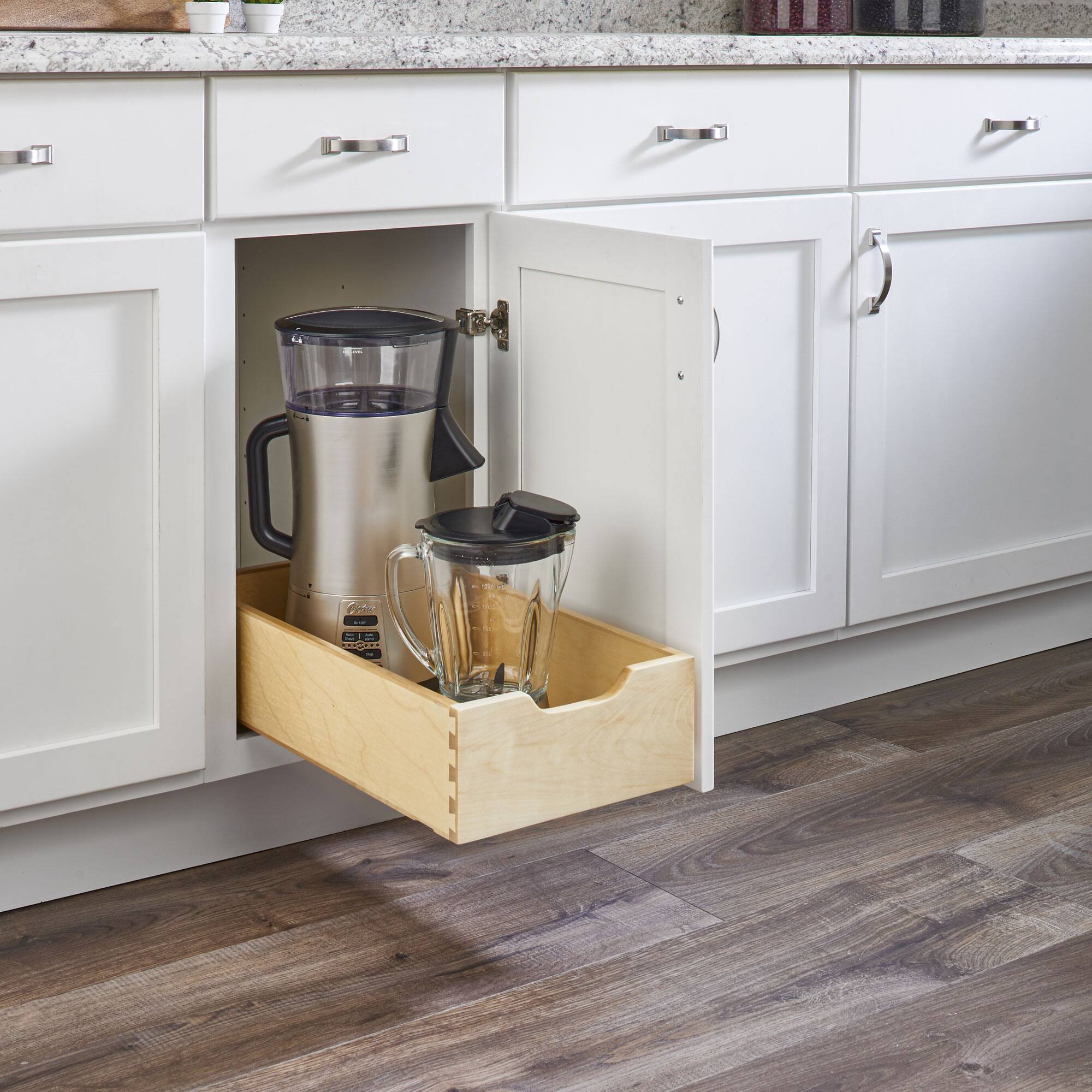 Alt View 1. Rev-A-Shelf - Rev-A-Shelf 11.71" Pullout Kitchen Cabinet Drawer w/ Soft-close, 4WDB-12SC-1 - Light Brown.