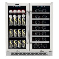 Whynter - 30″ Built-In French Door Dual Zone 33 Bottle Wine Refrigerator 88 Can Beverage Center - Stainless Steel - Front_Zoom