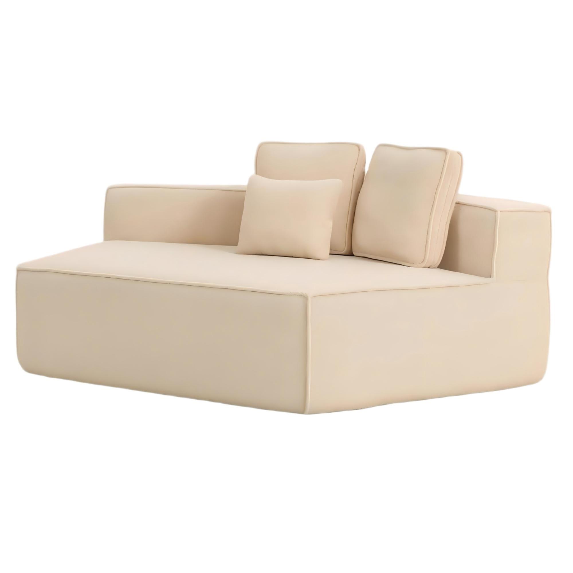 Alt View 5. GOODSILO - Soft Modular Floor Sofa Chair with Wide Seat and Plush Back Cushions, Cozy Lounge Chair for Living Room - Beige.