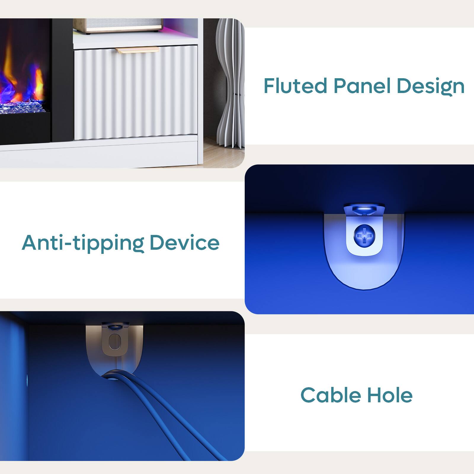 Fluted Panel Design

Anti-tipping Device

Cable Hole