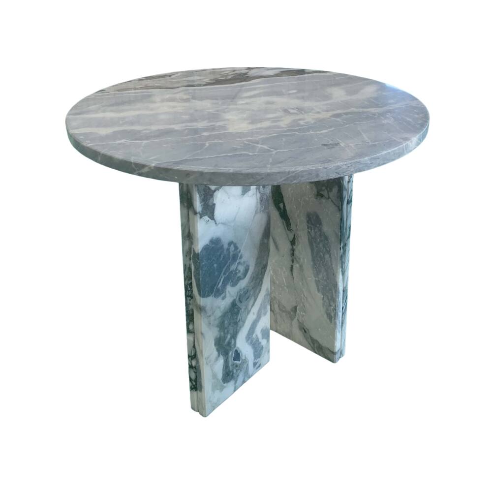 Alt View 10. Loheer - Loheer Gray Blue Natural Marble Side Table Round End Table Genuine Stone Polished Surface 17.7 Inch - Gray Blue.