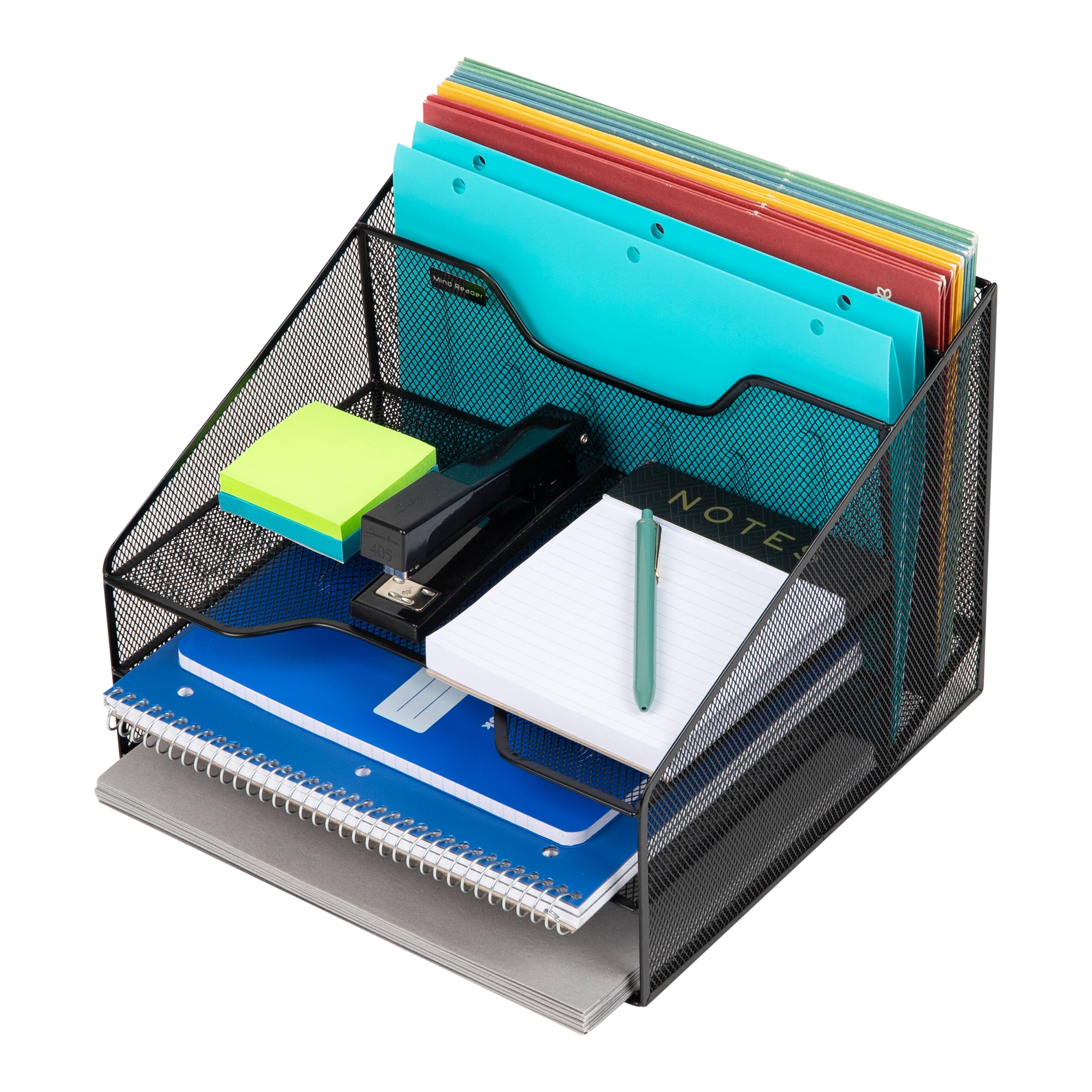 Alt View 14. Mind Reader - File Organizer, Set of 2, Desk Organizer, Storage, Paper Tray, Office, Metal Mesh, 12.5"L x 11.5"W x 9.5"H - Black.