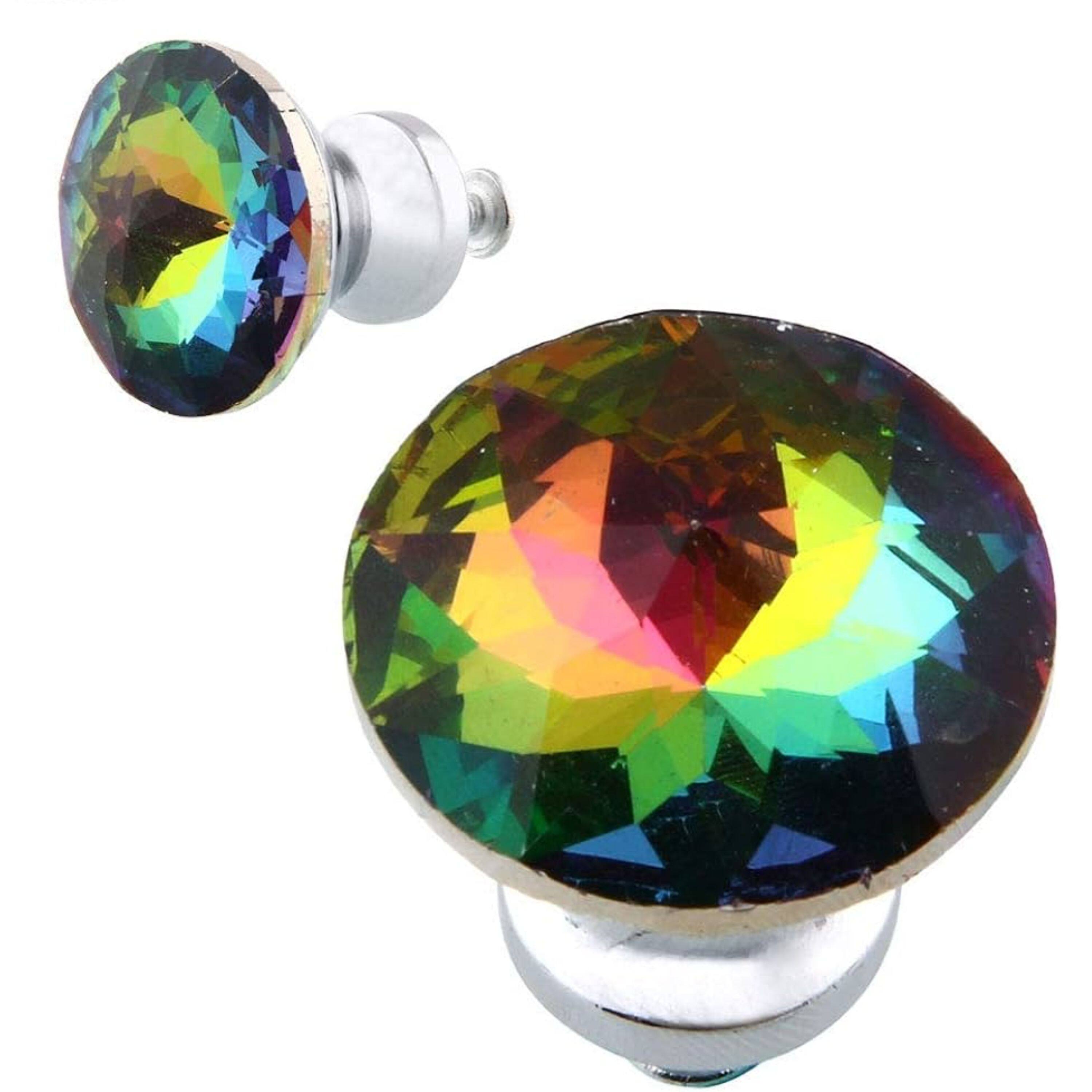 Left. Kitcheniva - Aesthetic Small Bulb And Short Stem Plug With Crystal Aurora Borealis - Blue.