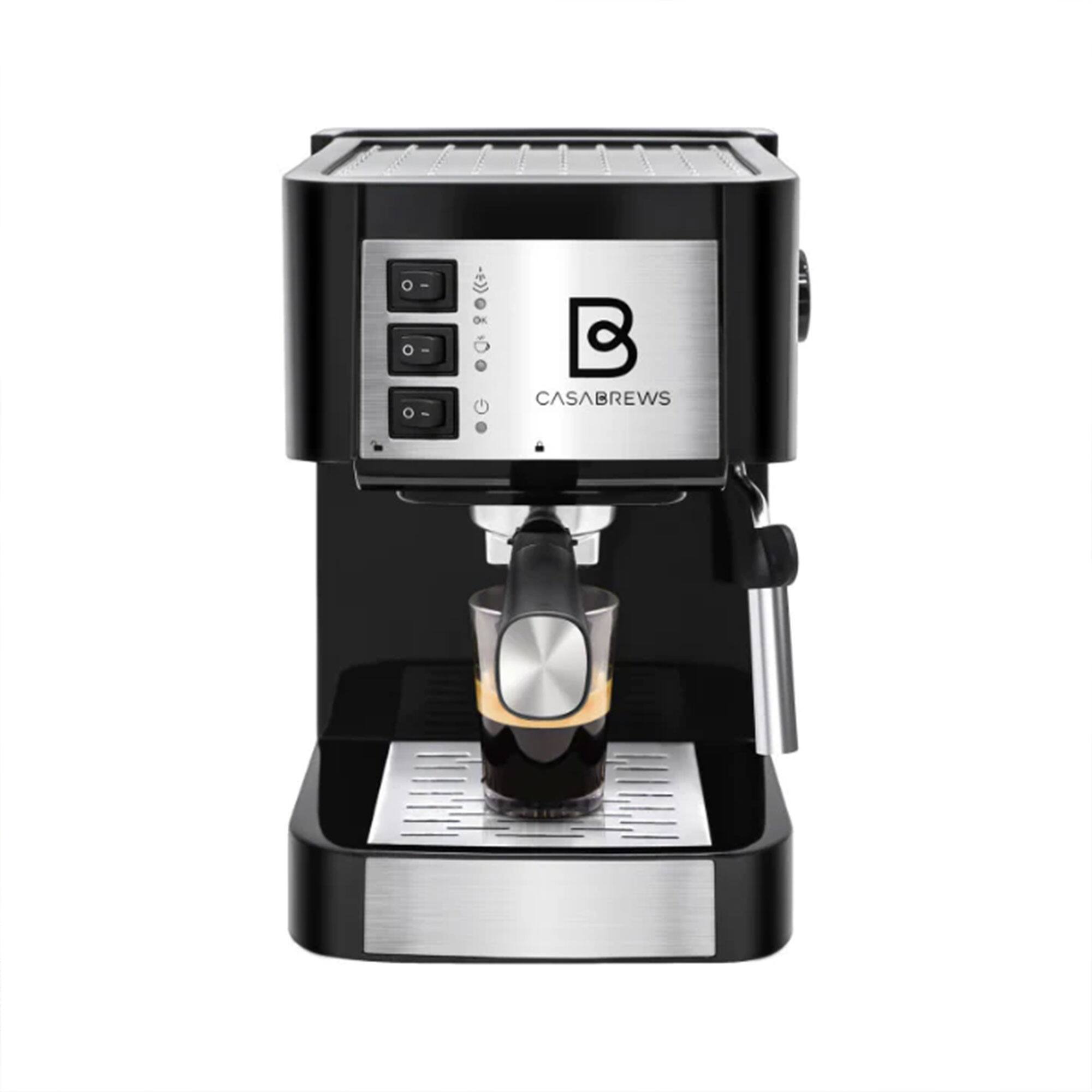 Alt View 4. Casabrews - Casabrews Compact Espresso Coffee Machine with Milk Frother Wand, Black & Silver - Black.