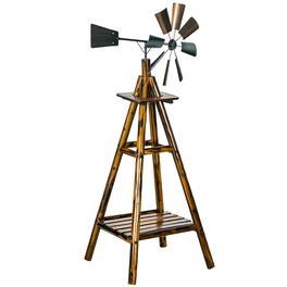 Outsunny - Weather Vane, Wind Vane with Bottom Shelf, Steel Windmill Head - Carbonized