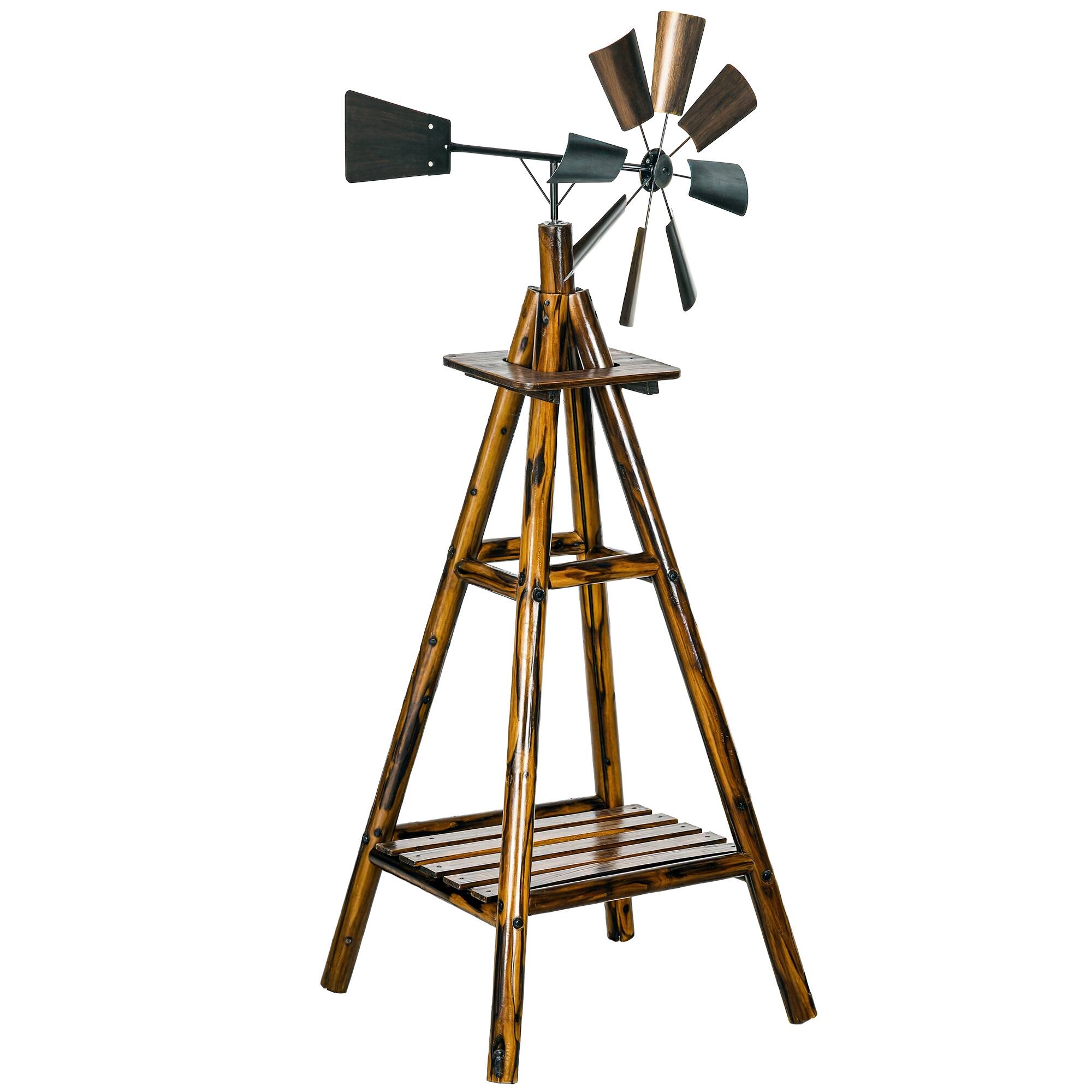 Front. Outsunny - Weather Vane, Wind Vane with Bottom Shelf, Steel Windmill Head - Carbonized.