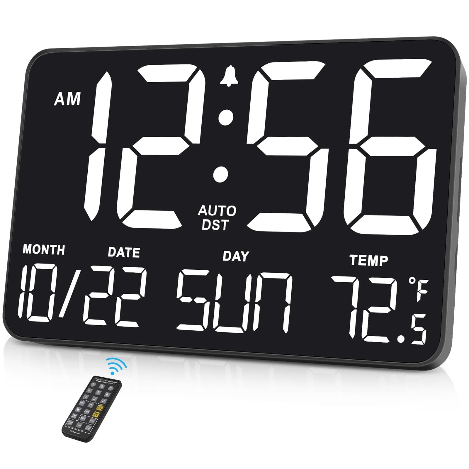 Dazzed Corner - Alarm Clock,Digital Wall Calendar Clock with Date Day of Week - Black
