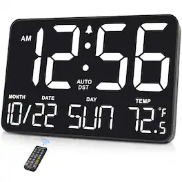 Dazzed Corner - Alarm Clock,Digital Wall Calendar Clock with Date Day of Week - Black