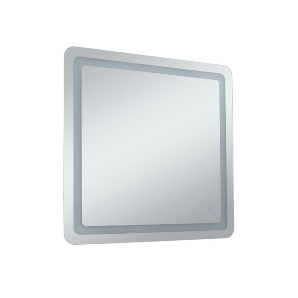 Left. Elegant Decor - Genesis 36in x 36in soft edge LED mirror - Glossy White.