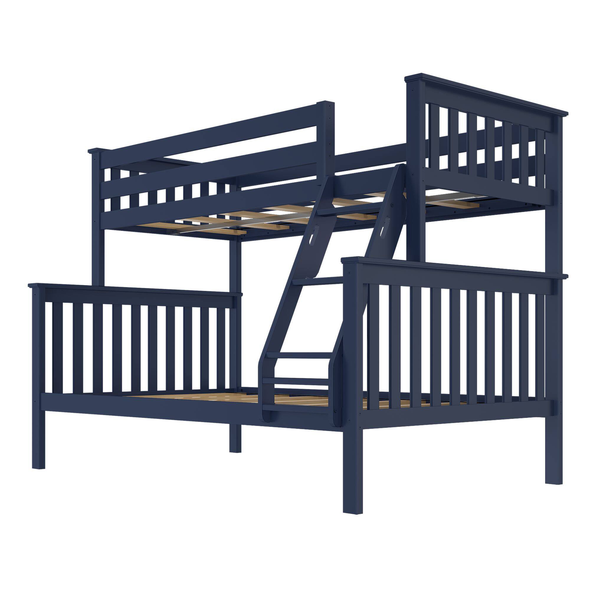 Alt View 2. Plank+Beam - Classic Twin over Full Bunk Bed, Blue - Blue.