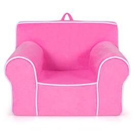 Costway - Kids Sofa Toddler Foam Filled Armchair w/ Velvet Fabric Baby Perfect Gift Pink - Pink