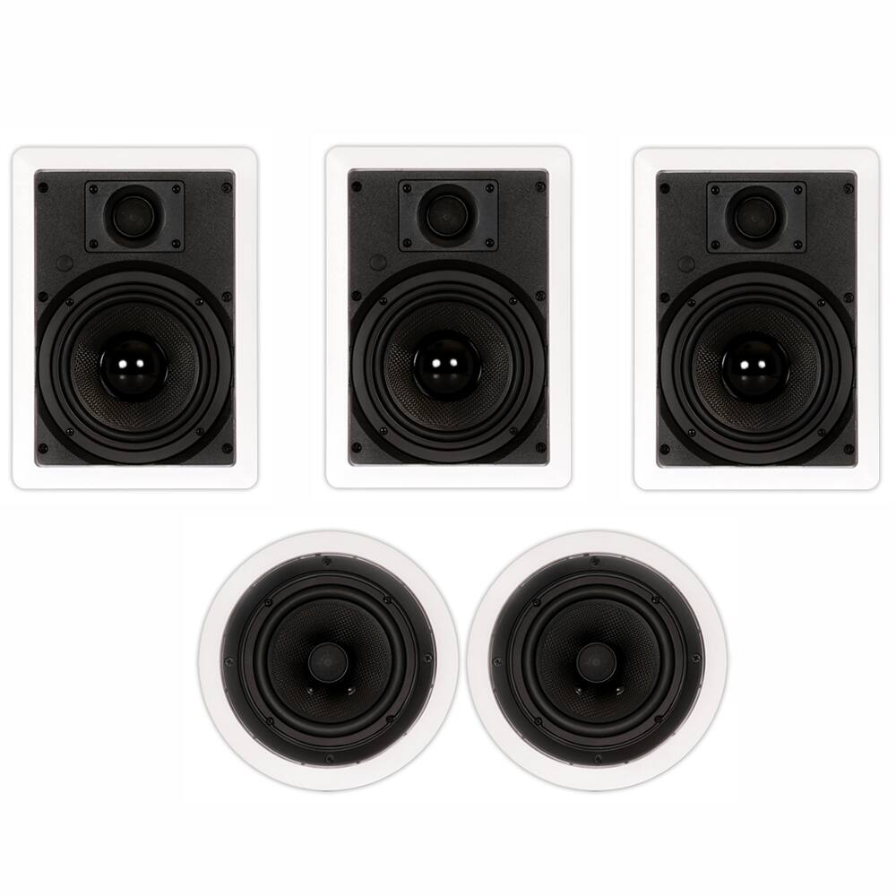 Front. Theater Solutions by Goldwood - TS-65 5 Channel 6.5" in-Wall/Ceiling Home Theater Speaker System - Paintable White.