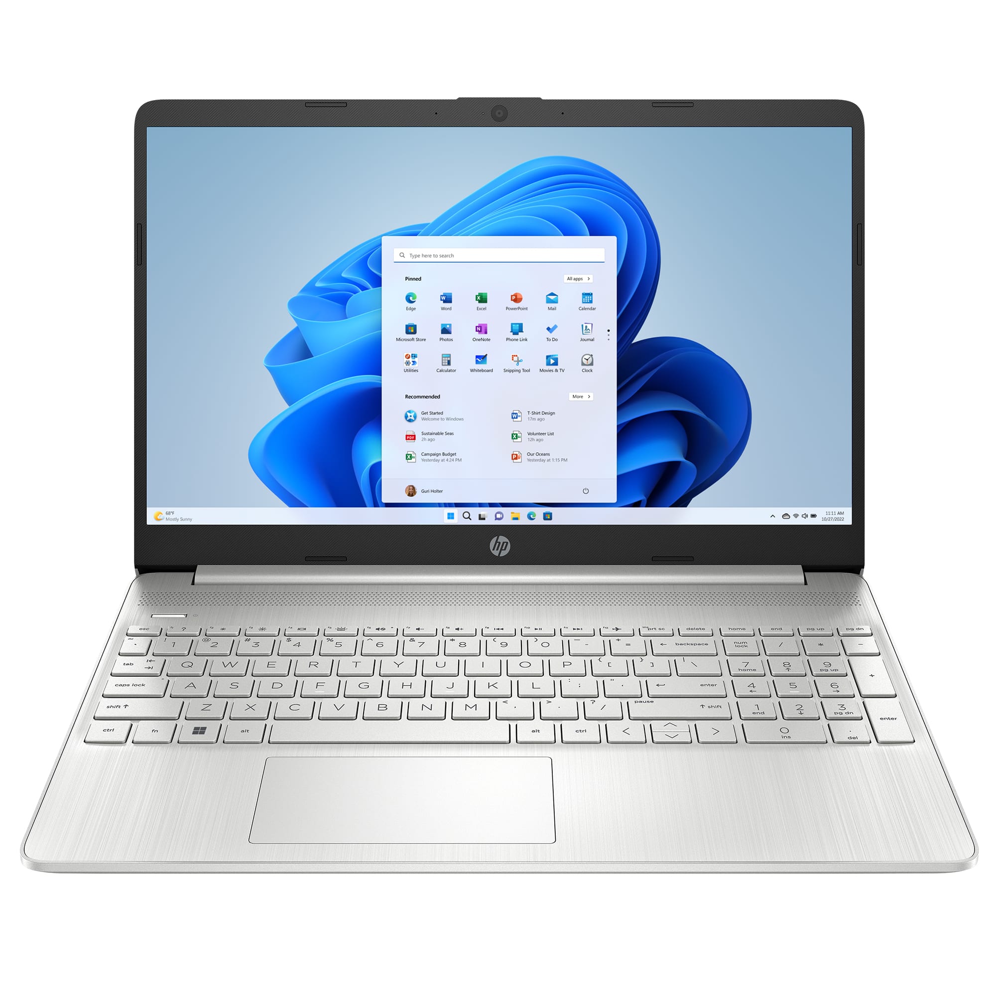 Alt View 7. HP - 15.6" Touch-Screen Laptop - Intel Core i3 1215U 2022 - 8GB Memory - 256GB SSD - Natural Silver.