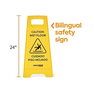 24" Bilingual safety sign  
CAUTION WET FLOOR  
CUIDADO PISO MOJADO  
COASTWIDE