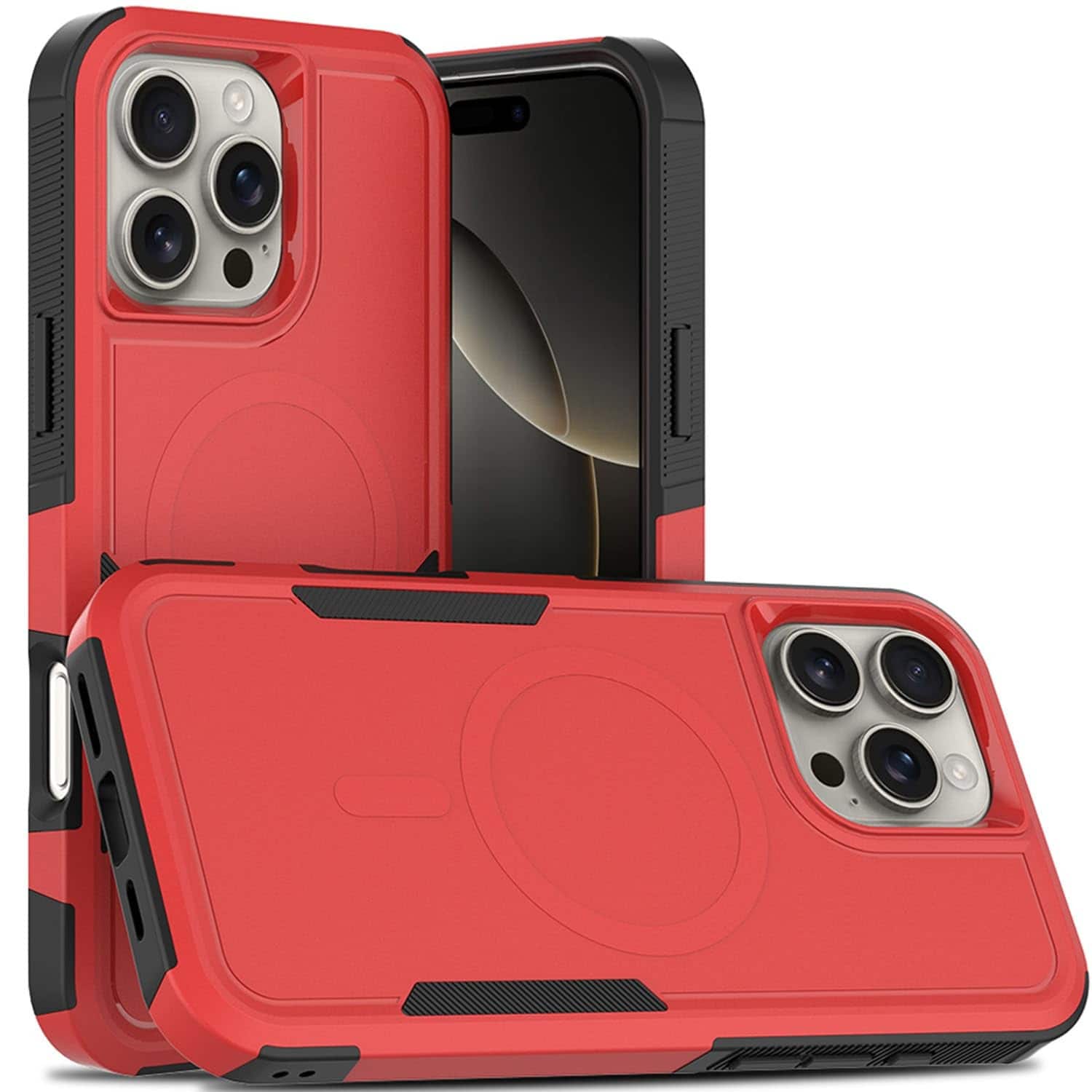 UUCOVER - Magnetic Shockproof Case for Apple iPhone 16 Pro Max, Compatible with MagSafe Dual Layer Heavy Duty Matte Phone Cover - Red price history on PriceWatchPro