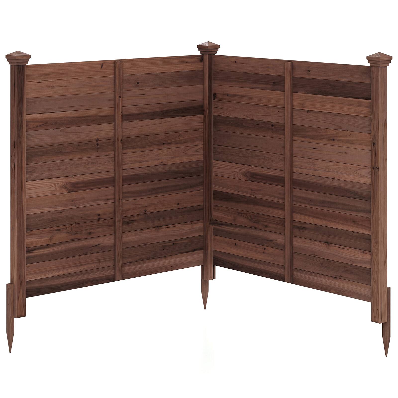 Alt View 9. Costway - Costway Outdoor Privacy Fence, 47 x 47-Inch 2-Panel Air Conditioner Fence for Outside - Brown.