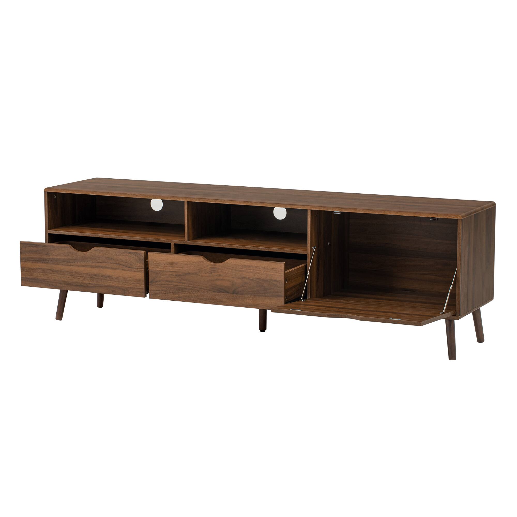 Alt View 5. Spaco - Spaco Mid Century TV Stand for TVs 80", Media Console with 2 Drawers and Drop Down Door,for Living Room and Home Theater - Natural.