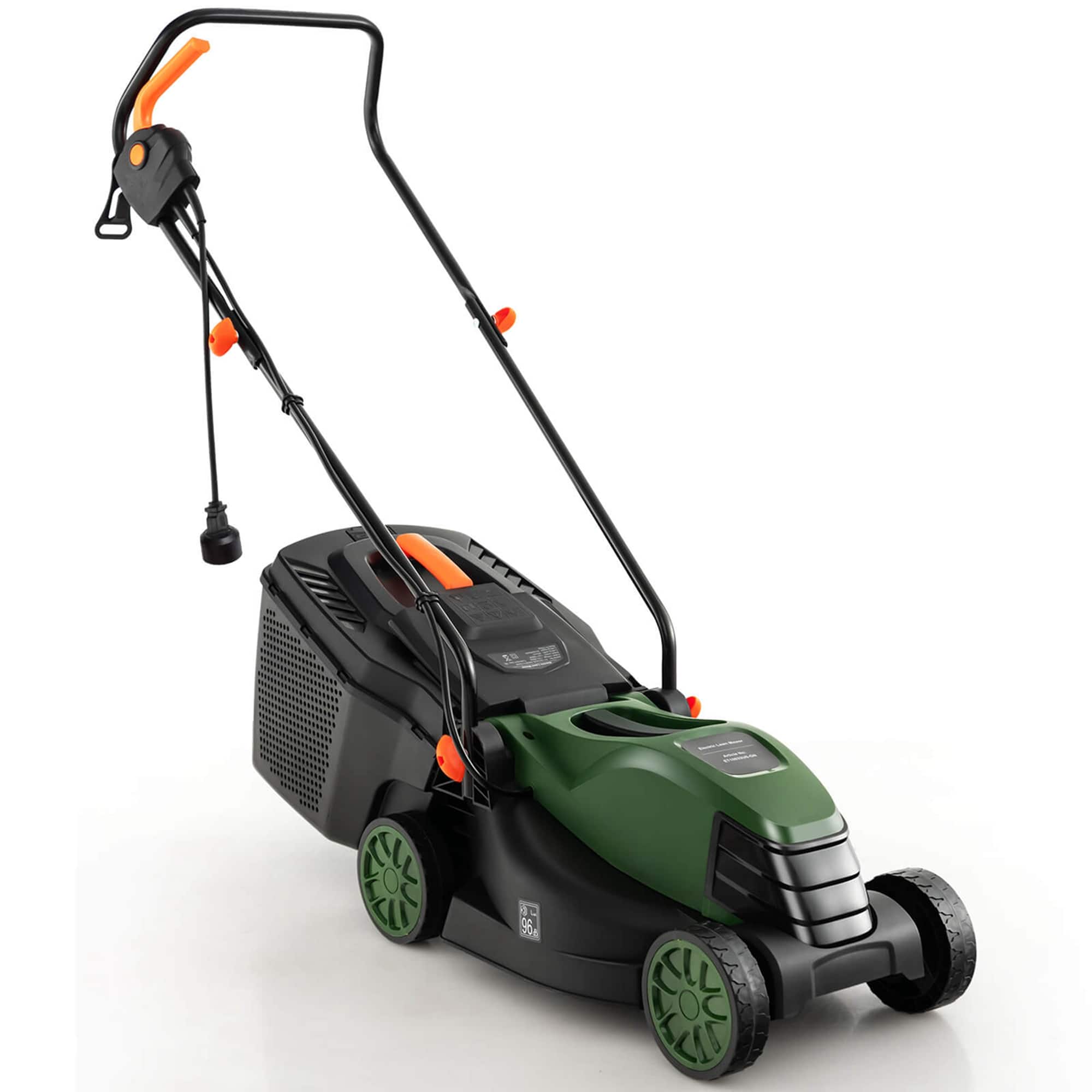 Front. Costway - Costway Electric Corded Lawn Mower 12-AMP 14-Inch Walk-Behind Lawnmower with Collection Box - Black + Green.