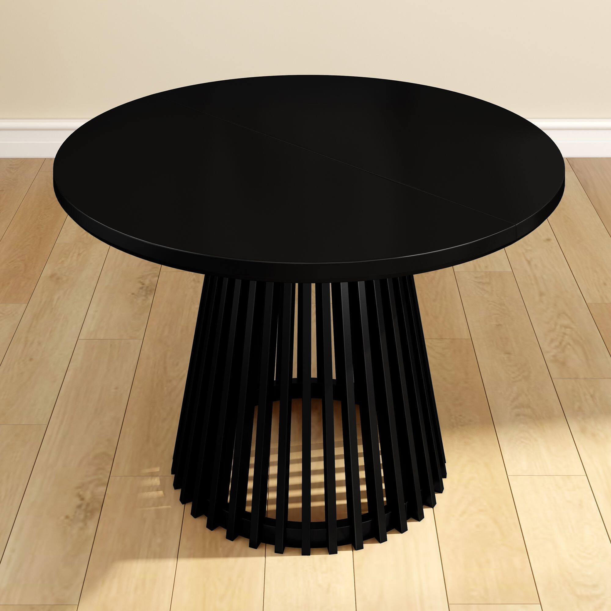 Alt View 6. Plank+Beam - Lido Round Dining Table (47in / 1194mm)|| Black - Black.