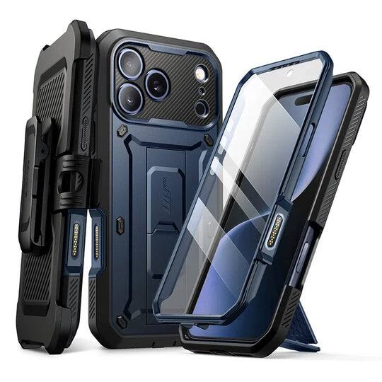 Angle. SUPCASE - Unicorn Beetle Pro Rugged Case for iPhone 17 Pro Max – Full-Body Protection with Screen Protector - Azure.