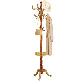 Chateau Abodes - Solid Wood Coat Rack, Free Standing Hall Coat Tree with 11Hooks, 2 Height Options, 270lbs Load, Stury Base - Begonia