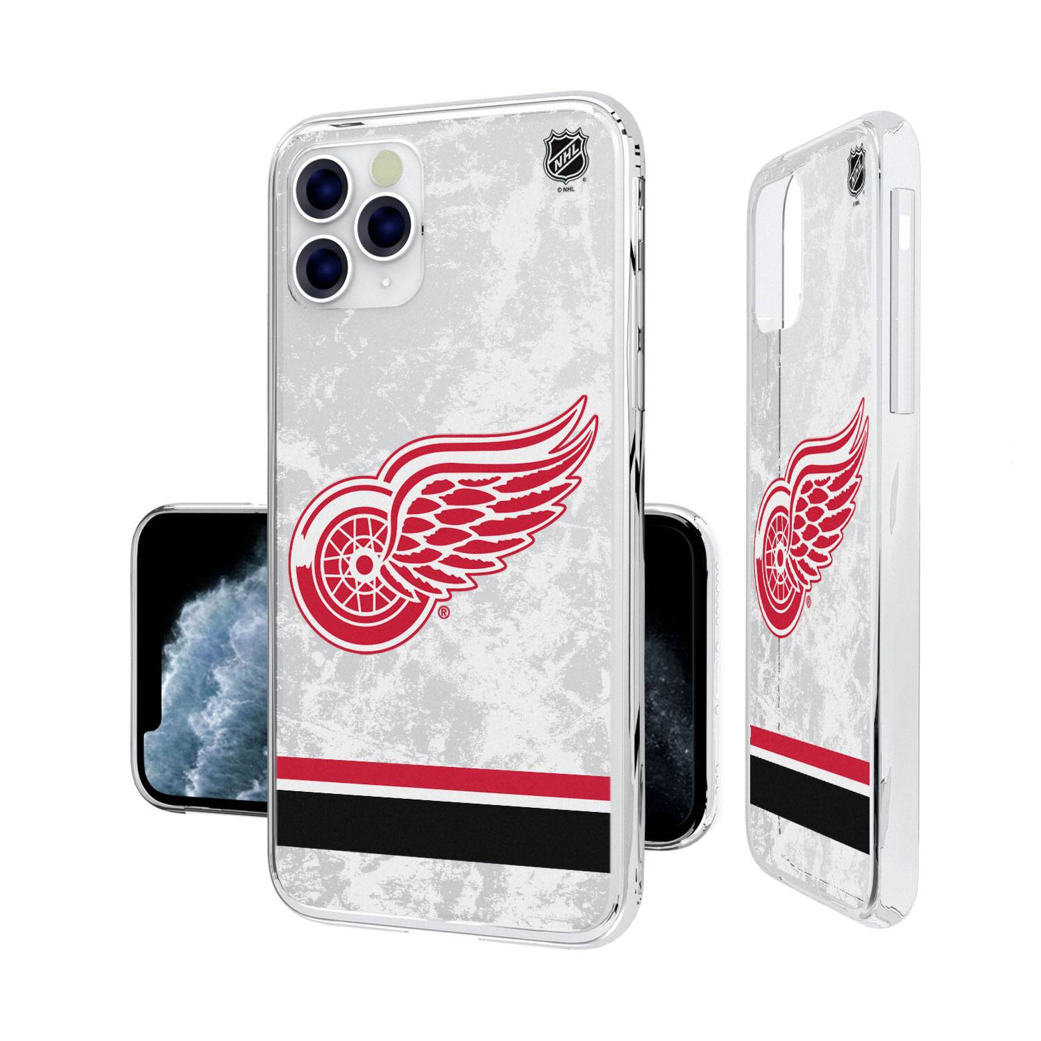 Alt View 3. Keyscaper - Detroit Red Wings iPhone Stripe Clear Ice Case - 16 Plus - Multicolor.