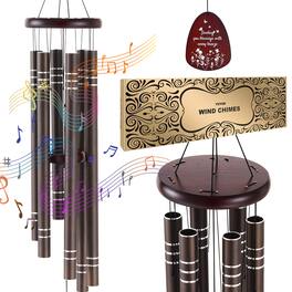 VEVOR - Wind Chimes for Outside, 42", Deep Tone Wind Chimes with 6 Tubes, Unique Large Memorial Wind Chimes for Anniversary - Dark Brown
