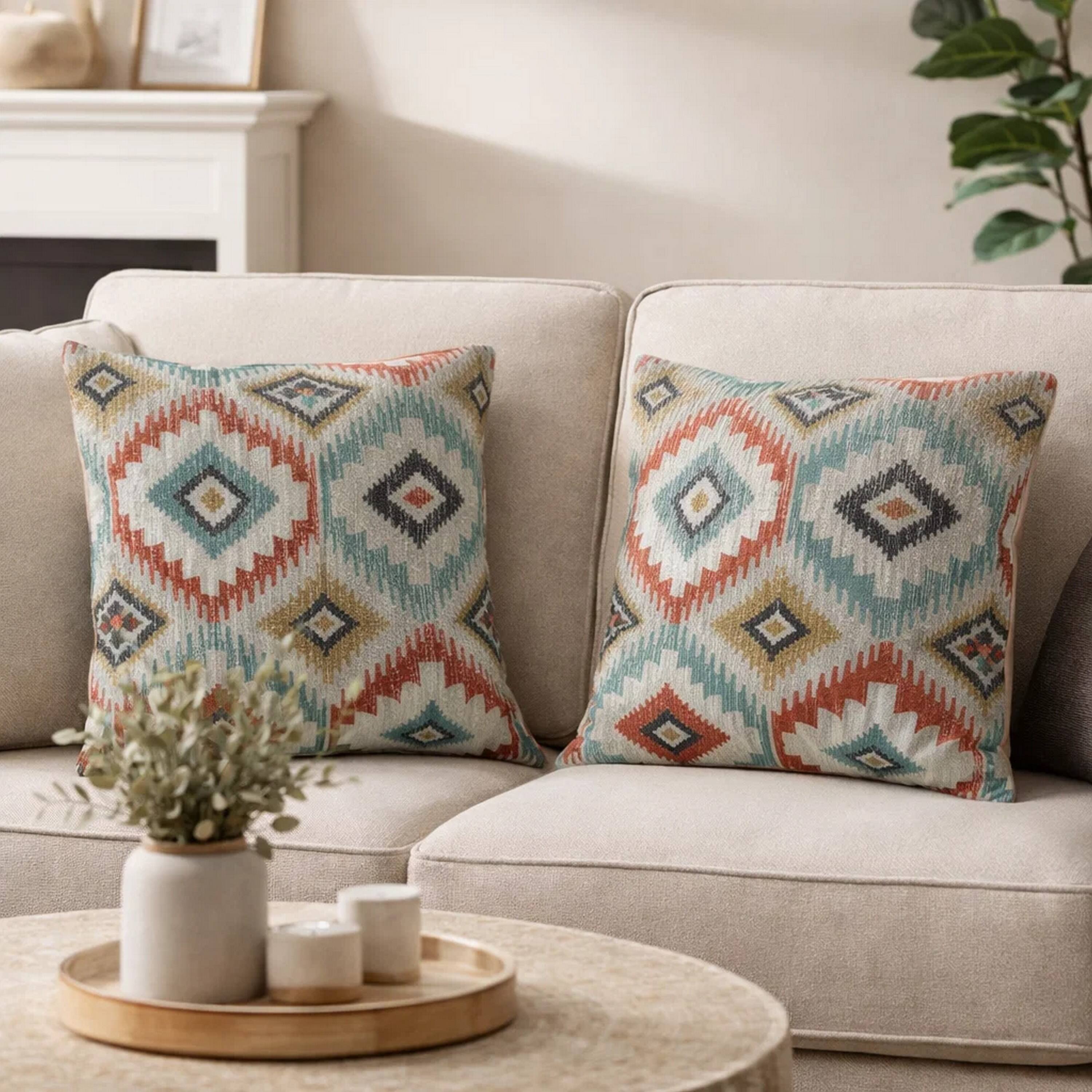 Alt View 2. Manhattan Lane - Contemporary Style Diamond Patterned Set of 2 Throw Pillows - Multicolor.