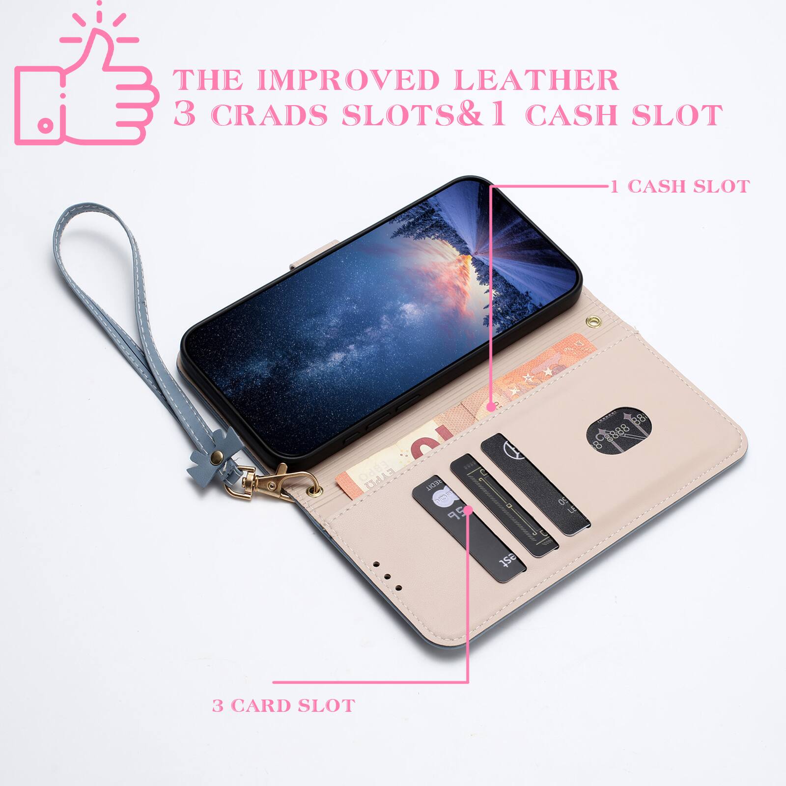 THE IMPROVED LEATHER  
3 CARDS SLOTS & 1 CASH SLOT  
1 CASH SLOT  
3 CARD SLOT