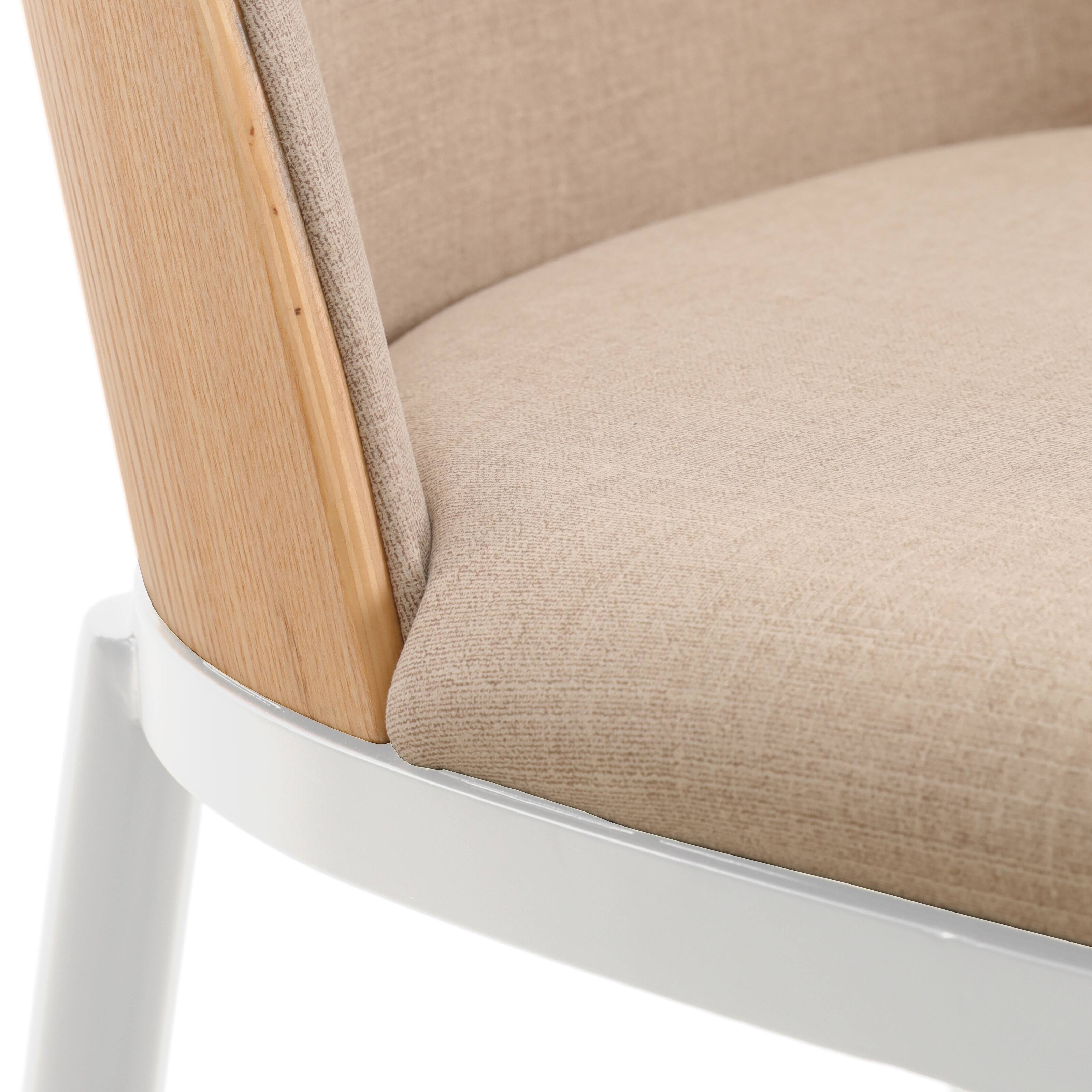 Alt View 5. LeisureMod - Tule Vintage Mid-Century Dining Chair, Modern Fabric Upholstered Kitchen Side Chair with Protective Floor Glides - Natural Wood/Brown.