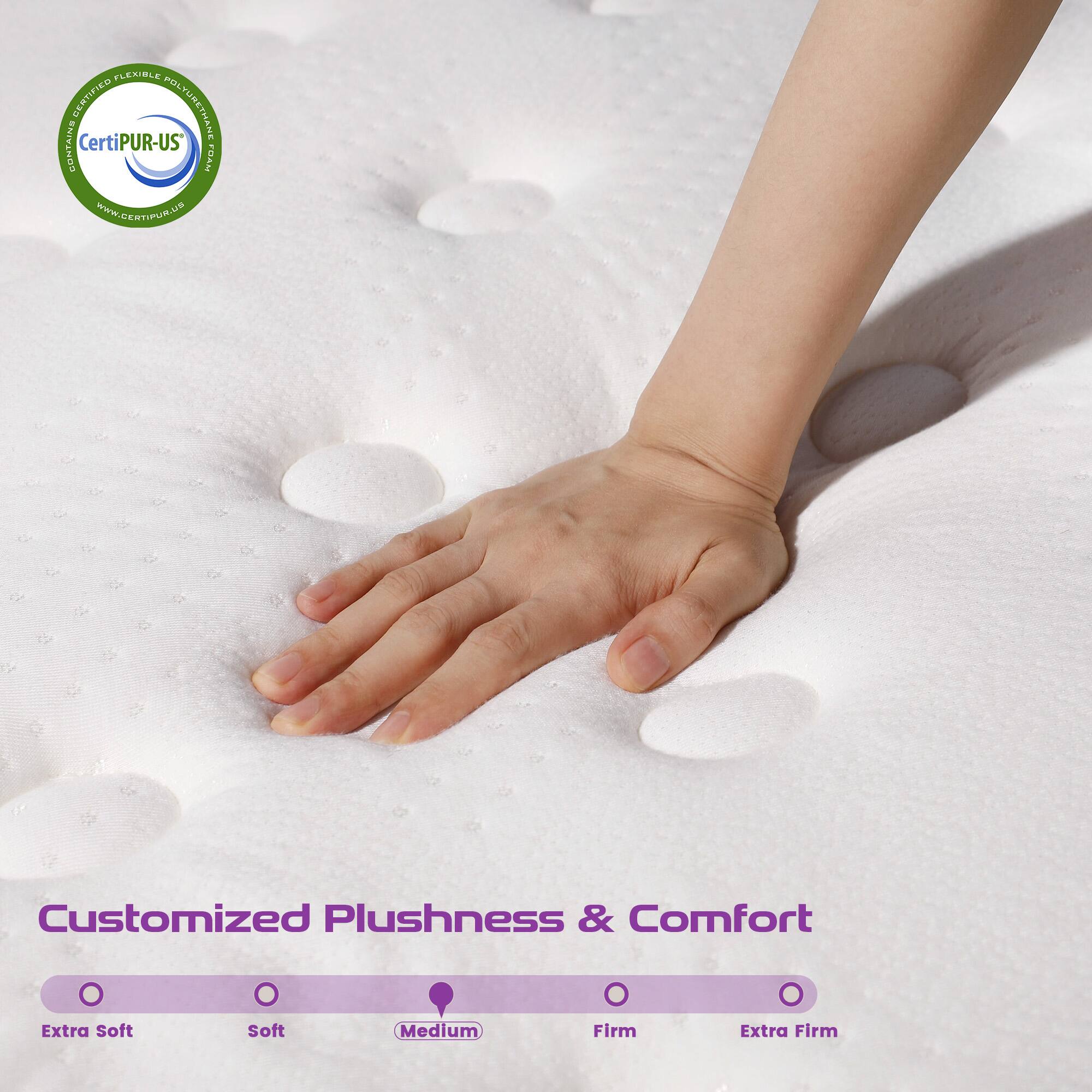 Certified Flexible Foam  
Certified by CertiPUR-US®  
www.certipur.us  

Customized Plushness & Comfort  
Extra Soft  
Soft  
Medium  
Firm  
Extra Firm