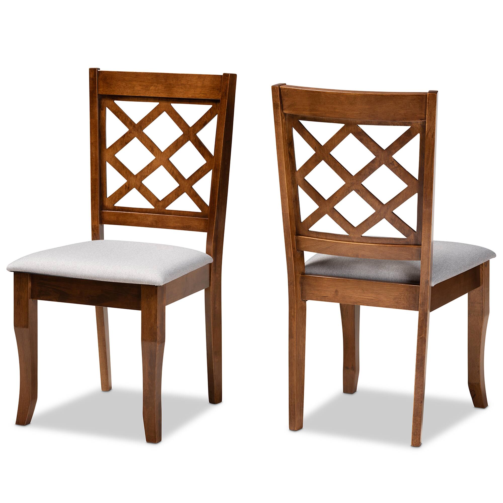 Baxton Studio - Verner Modern and Contemporary Fabric Upholstered Walnut Finished Wood 2-Piece Dining Chair Set - Grey/walnut brown price history on PriceWatchPro