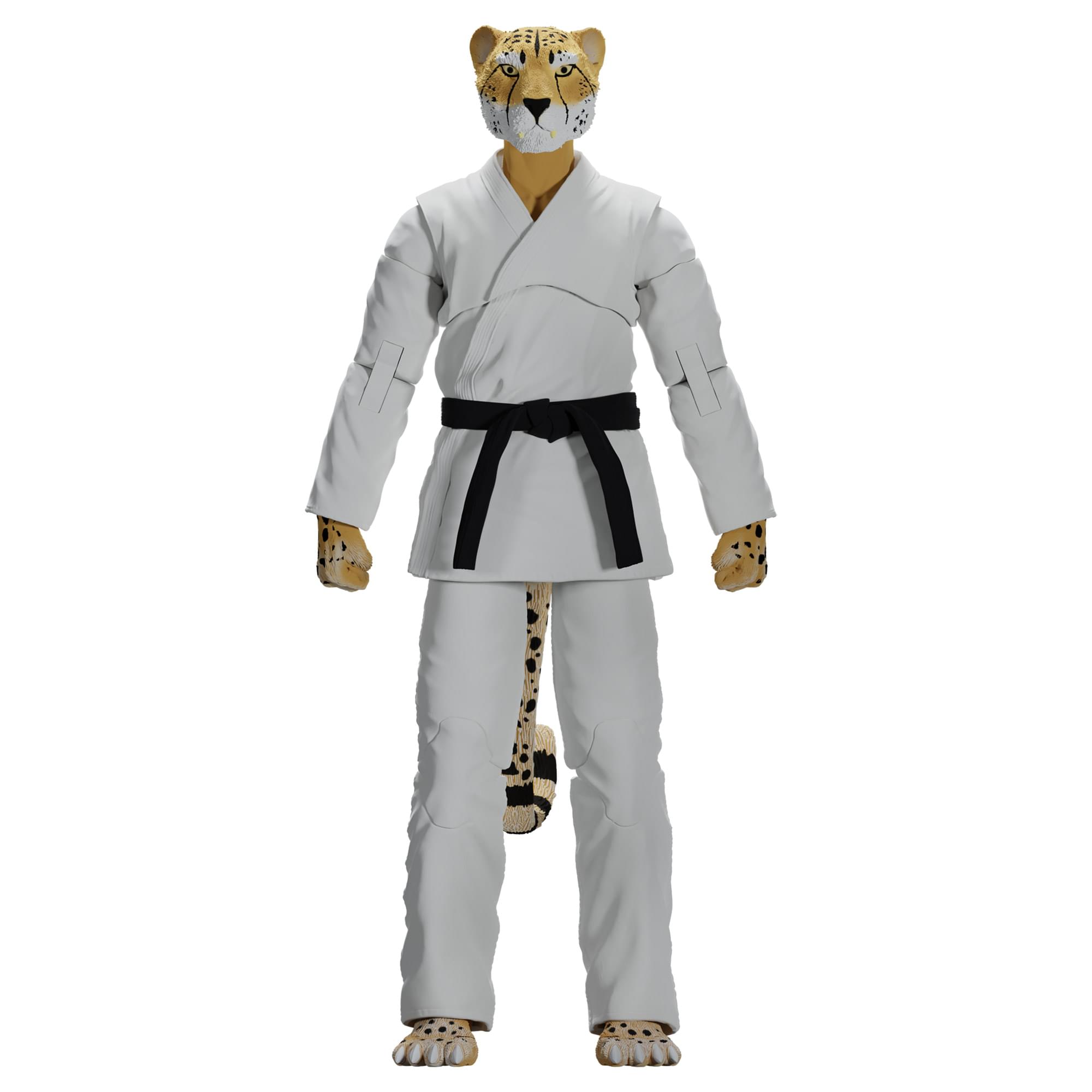 Alt View 1. Icon Heroes - Zoo Jitsu Fighters 6 Inch Action Figure | Chico the Cheetah with White Gi - White.