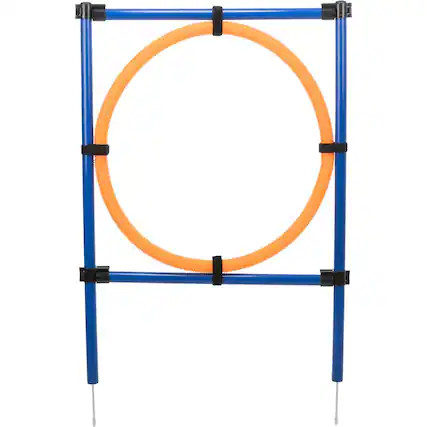 Front. TRIXIE - Dog Agility Jumping Ring Training Set - Blue/Orange.
